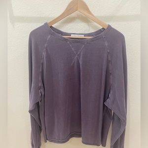 Joah Brown Crewneck Raw Hem Long sleeve Sweatshirt Purple M/L